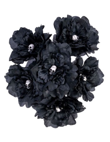 RAMO DE FLORES NEGRAS Y CALAVERAS