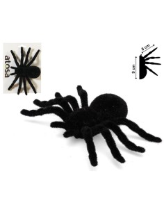 ARAÑA FLOCADA NEGRA 9X8 CM