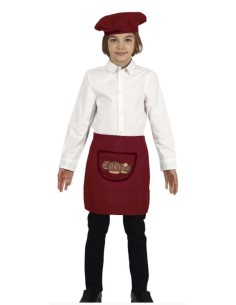 BOINA Y DELANTAL CASTAÑERO MARRÓN INFANTIL