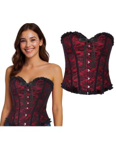 CORSET BURDEOS Y NEGRO ADULTO