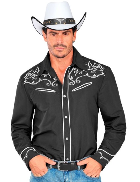 CAMISA VAQUERA WESTERN NEGRA ADULTO