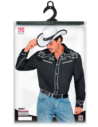 CAMISA VAQUERA WESTERN NEGRA ADULTO