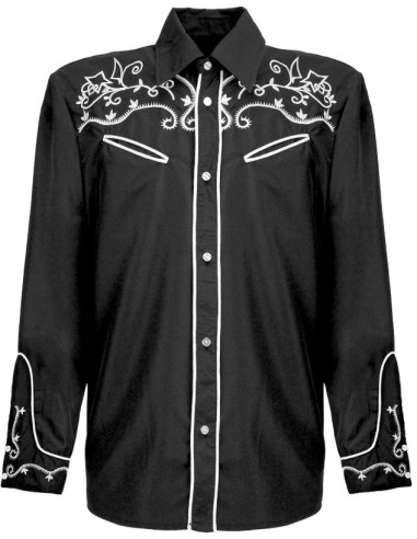CAMISA VAQUERA WESTERN NEGRA ADULTO