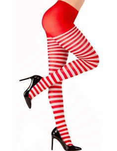 MEDIAS PANTY RAYAS BLANCO/ROJO ADULTO