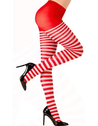 MEDIAS PANTY RAYAS BLANCO/ROJO ADULTO