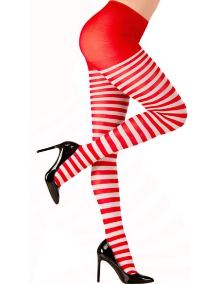 MEDIAS PANTY RAYAS BLANCO/ROJO ADULTO