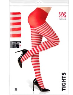 MEDIAS PANTY RAYAS BLANCO/ROJO ADULTO 2