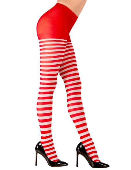 MEDIAS PANTY RAYAS BLANCO/ROJO ADULTO