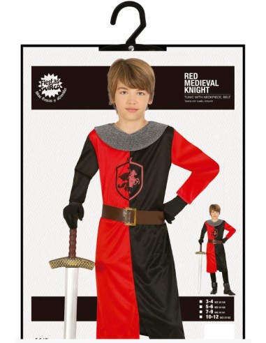 DISFRAZ CABALLERO MEDIEVAL ROJO INFANTIL