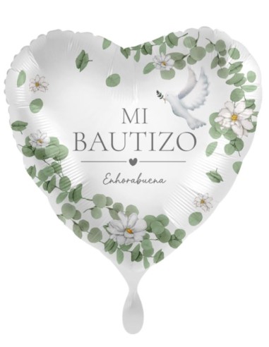 GLOBO FOIL MI BAUTIZO PALOMAS 45 CM