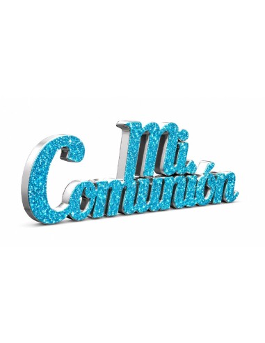 RÓTULO CORCHO "MI COMUNIÓN" PURPURINA 40 CM