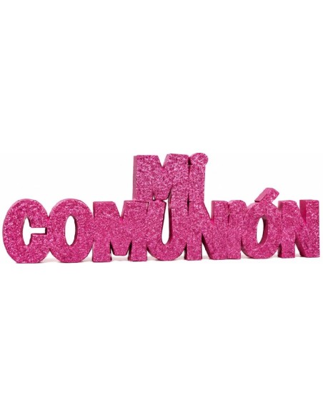 RÓTULO CORCHO "MI COMUNIÓN" PURPURINA 40 CM