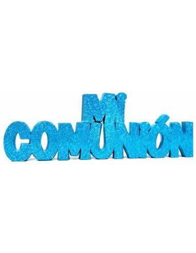 RÓTULO CORCHO "MI COMUNIÓN" PURPURINA 40 CM
