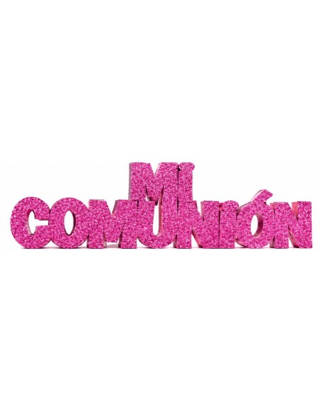 RÓTULO CORCHO "MI COMUNIÓN" PURPURINA 60 CM