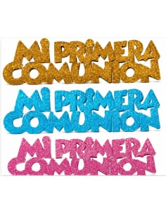 RÓTULO CORCHO "MI PRIMERA COMUNIÓN" PUR. 60 CM