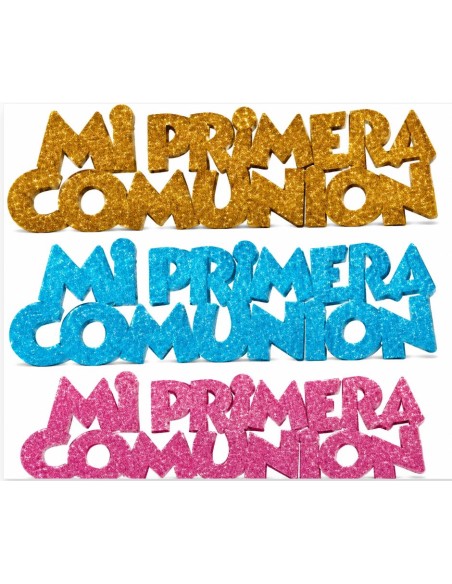 RÓTULO CORCHO "MI PRIMERA COMUNIÓN" PUR. 60 CM