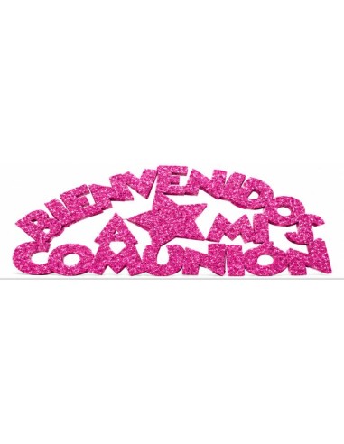 RÓTULO CORCHO "BIENVENIDOS A MI COMUNIÓN" PUR. 50 