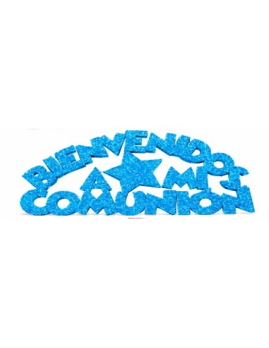 RÓTULO CORCHO "BIENVENIDOS A MI COMUNIÓN" PUR. 50 