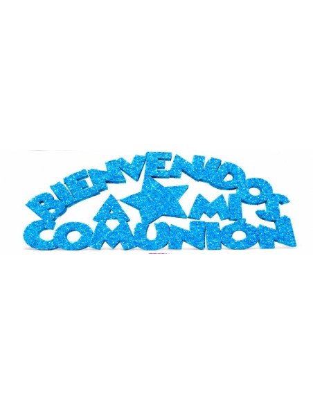 RÓTULO CORCHO "BIENVENIDOS A MI COMUNIÓN" PUR. 50 