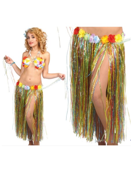FALDA HAWAIANA FLORES 75 CM