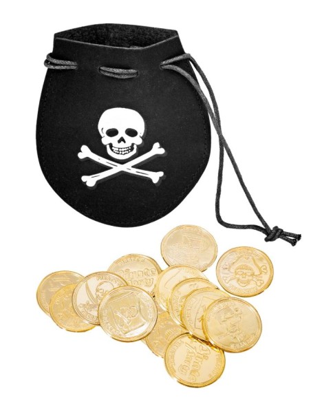 BOLSA PIRATA CON 12 DOBLONES DE ORO