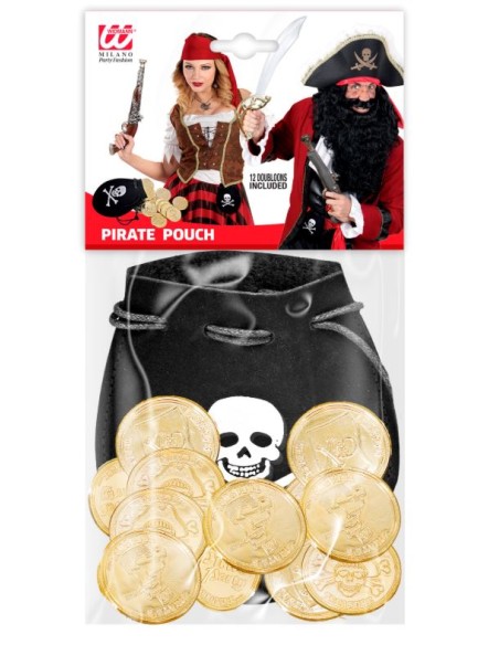BOLSA PIRATA CON 12 DOBLONES DE ORO