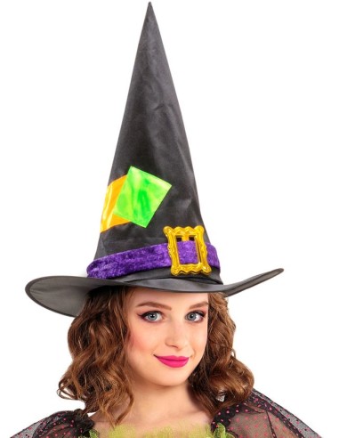 SOMBRERO  BRUJA CON PARCHES INFANTIL