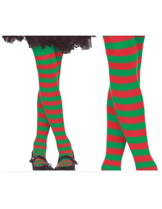 MEDIAS PANTIES RAYAS ROJAS Y VERDES INFANTIL