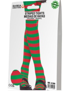 MEDIAS PANTIES RAYAS ROJAS Y VERDES INFANTIL 2