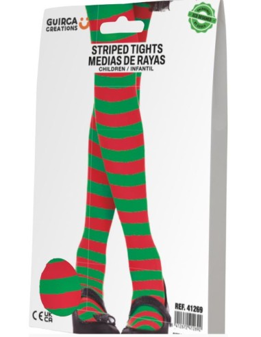 MEDIAS PANTIES RAYAS ROJAS Y VERDES INFANTIL