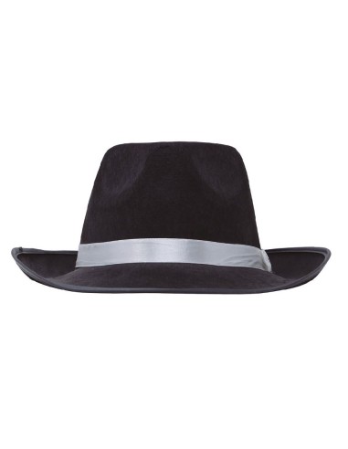 SOMBRERO GANGSTER NEGRO CINTA BLANCA
