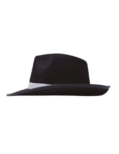 SOMBRERO GANGSTER NEGRO CINTA BLANCA
