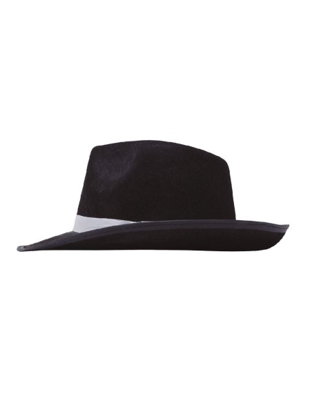 SOMBRERO GANGSTER NEGRO CINTA BLANCA