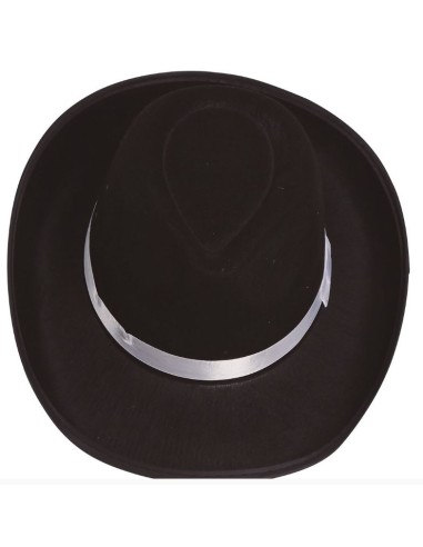 SOMBRERO GANGSTER NEGRO CINTA BLANCA