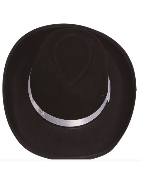 SOMBRERO GANGSTER NEGRO CINTA BLANCA