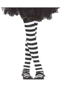 MEDIAS PANTY BLANCAS CON RAYAS NEGRAS INFANTILES 2