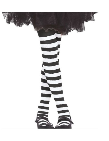 MEDIAS PANTY BLANCAS CON RAYAS NEGRAS INFANTILES