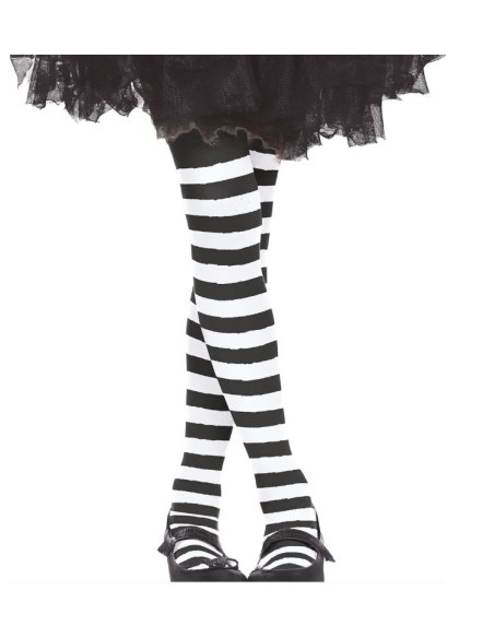 MEDIAS PANTY BLANCAS CON RAYAS NEGRAS INFANTILES