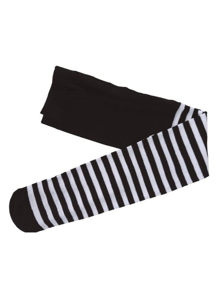 MEDIAS PANTY BLANCAS CON RAYAS NEGRAS INFANTILES
