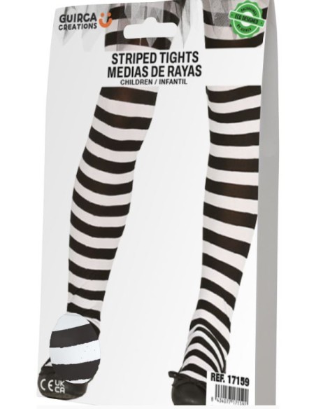 MEDIAS PANTY BLANCAS CON RAYAS NEGRAS INFANTILES