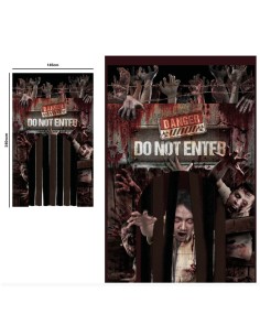 DECORACIÓN PUERTA CON CORTINA ZOMBIES 145X240 CM