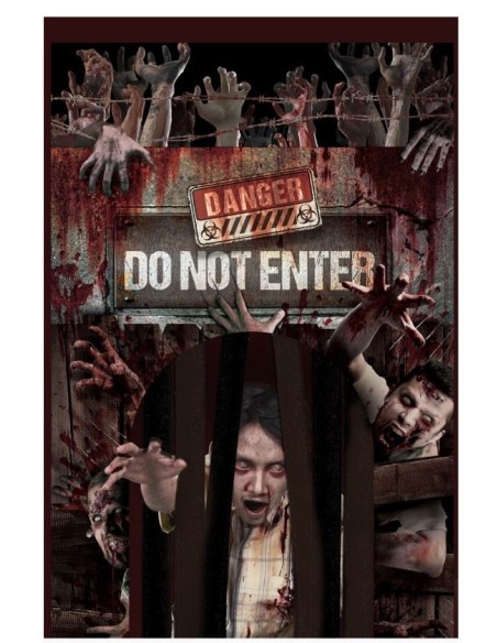 DECORACIÓN PUERTA CON CORTINA ZOMBIES 145X240 CM