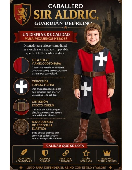 DISFRAZ DE PRINCIPE GUERRERO MEDIEVAL NIÑO
