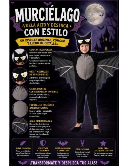 DISFRAZ DE MURCIÉLAGO INFANTIL
