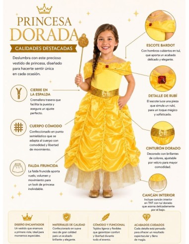 DISFRAZ DE PRINCESA BELLA INFANTIL