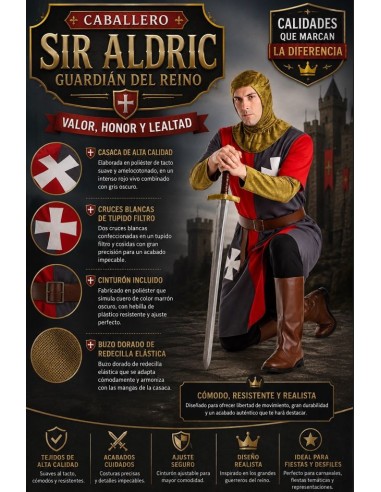 DISFRAZ DE PRINCIPE GUERRERO MEDIEVAL ADULTO