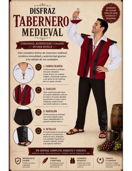 DISFRAZ DE MESONERO ADULTO