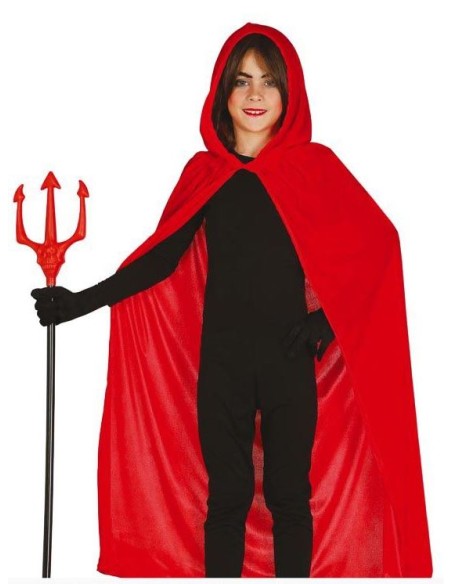 CAPA TERCIOPELO ROJA CON CAPUCHA INFANTIL
