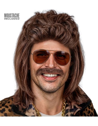 PELUCA CON BIGOTE AÑOS 80 HOMBRE
