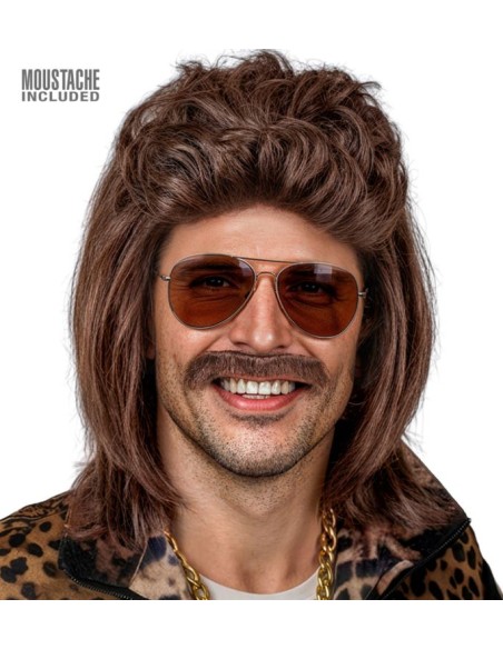 PELUCA CON BIGOTE AÑOS 80 HOMBRE